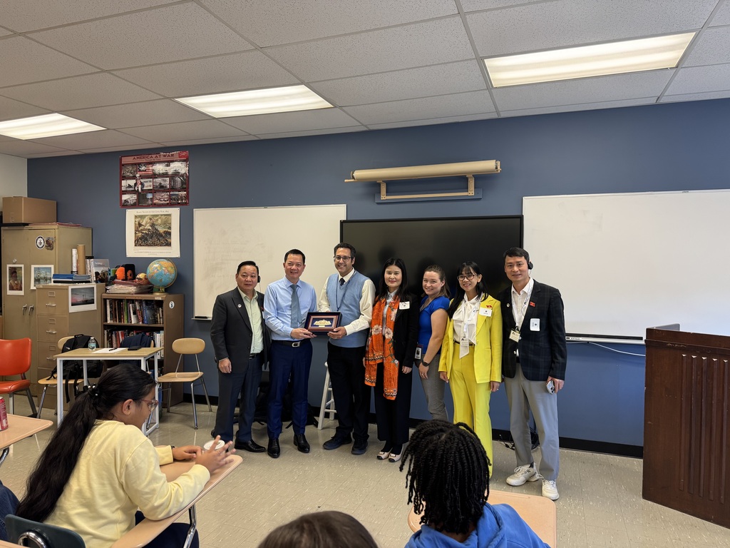 History teacher Mr. Krakat and Social Studies Supervisor Mrs. Sime with the delegates
