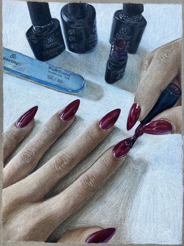 Drawing of someone painting their nails