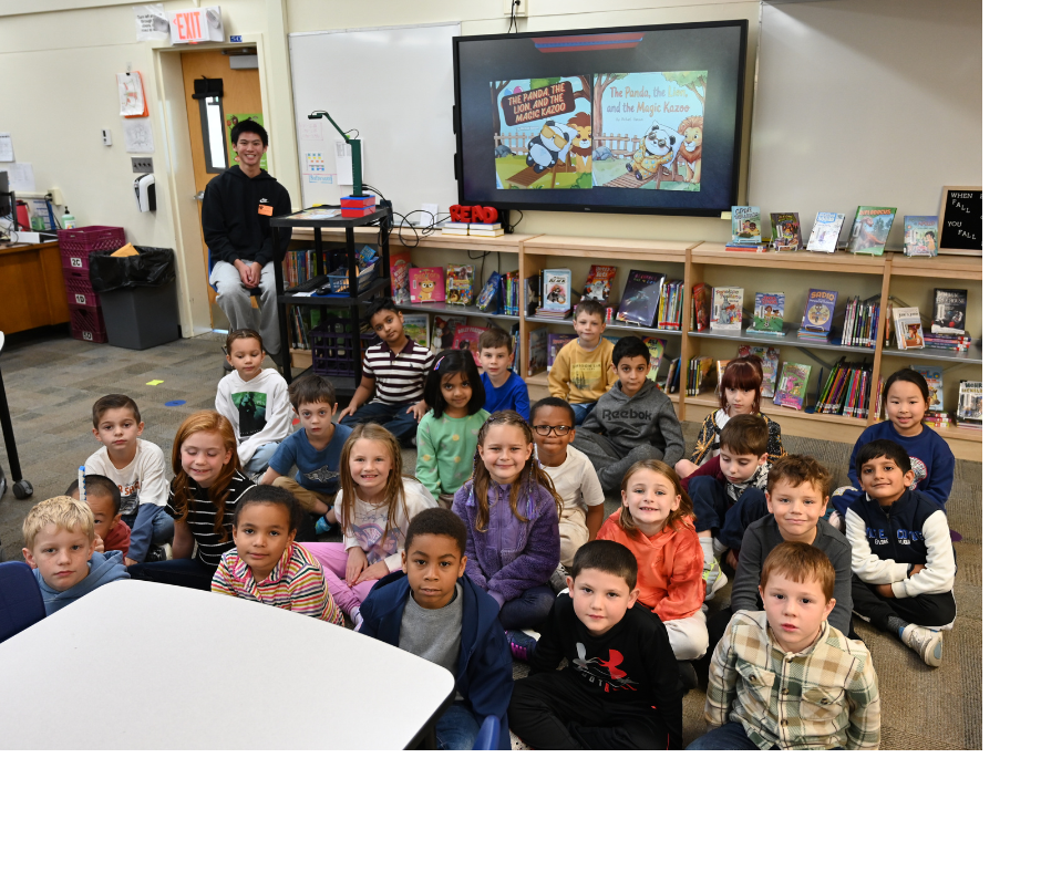Michael Banson and second grade students
