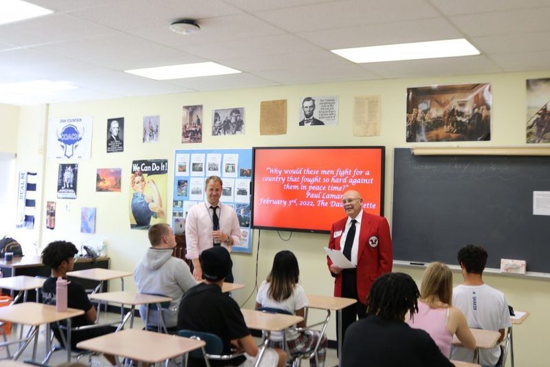 Students with Son of Tuskegee Airman
