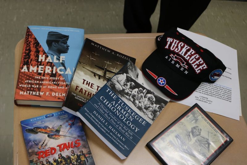 Students with Son of Tuskegee Airman