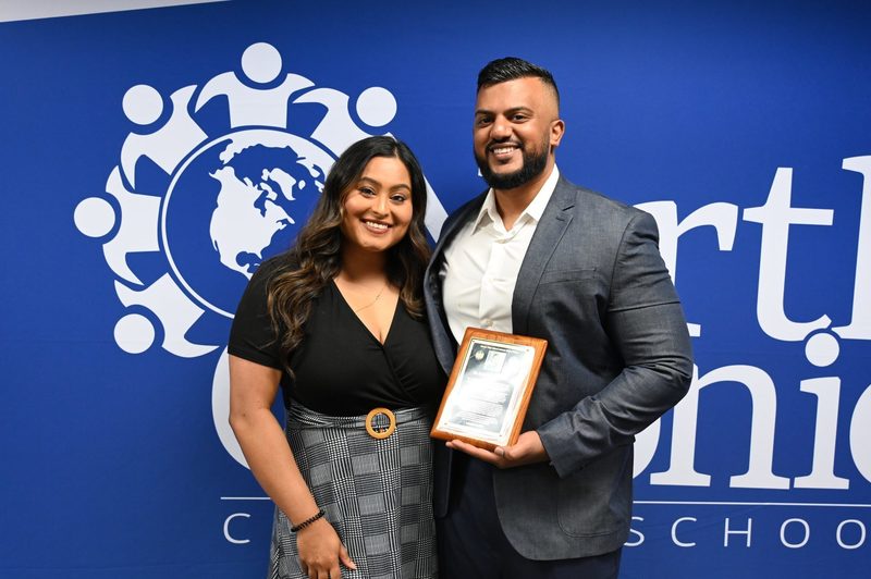 Dr. Sean Lachhander and his wife celebrate his induction into the SHS Alumni Hall of Fame.