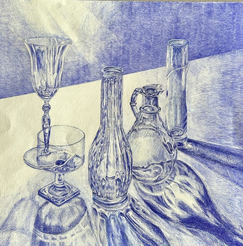 The winning piece from the 20th Congressional District Art Competition, “Crystalline Cobalt”.