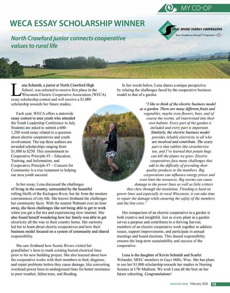 Lena Schmidt WECA Essay Winner