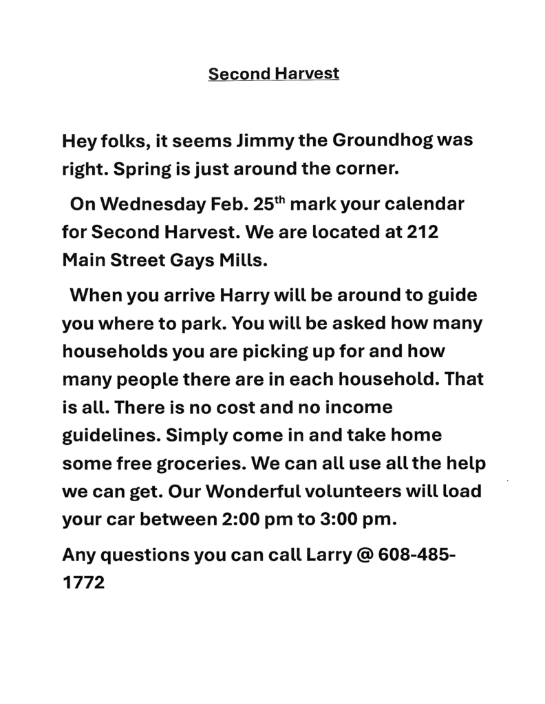 Second Harvest Febsecond harvest