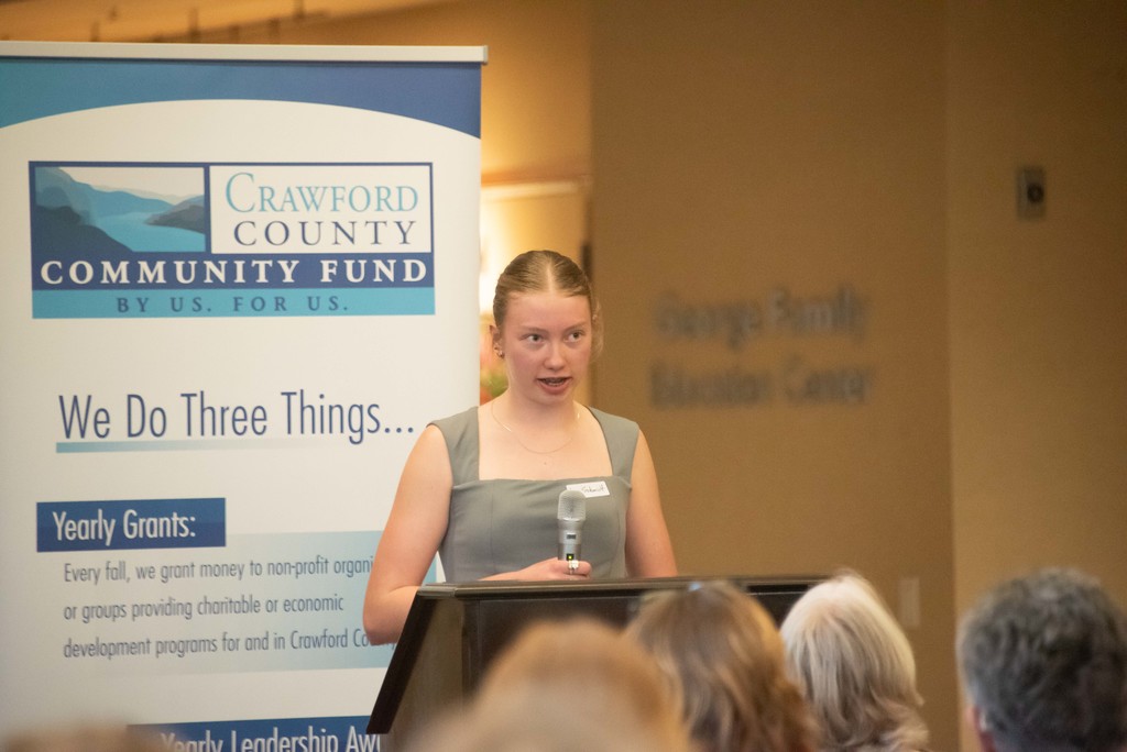 Lena Schmidt speaks at the Crawford County Community Foundation Awards