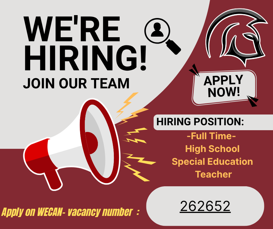 Seeking:  HS Spec. Ed. Teacher