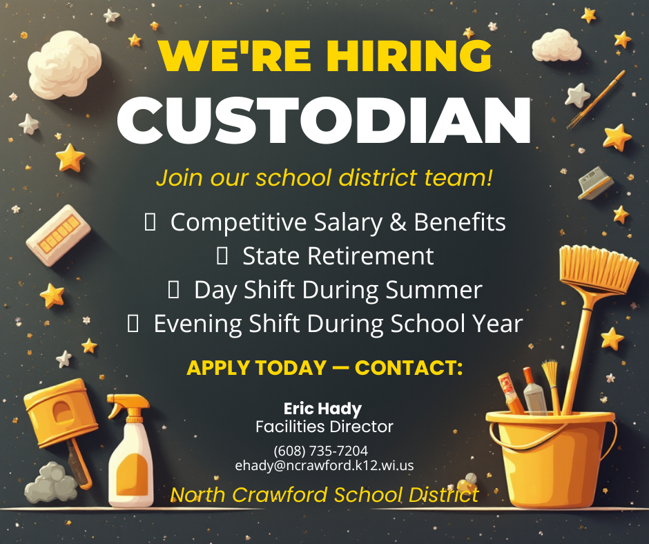 Custodial Job Opening Flyer