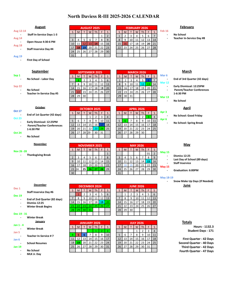 2025-26 Academic Calendar