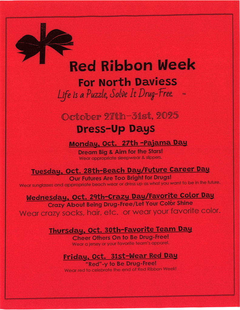 NDR3 Red Ribbon Week 10/27/25 thru 10/31/25