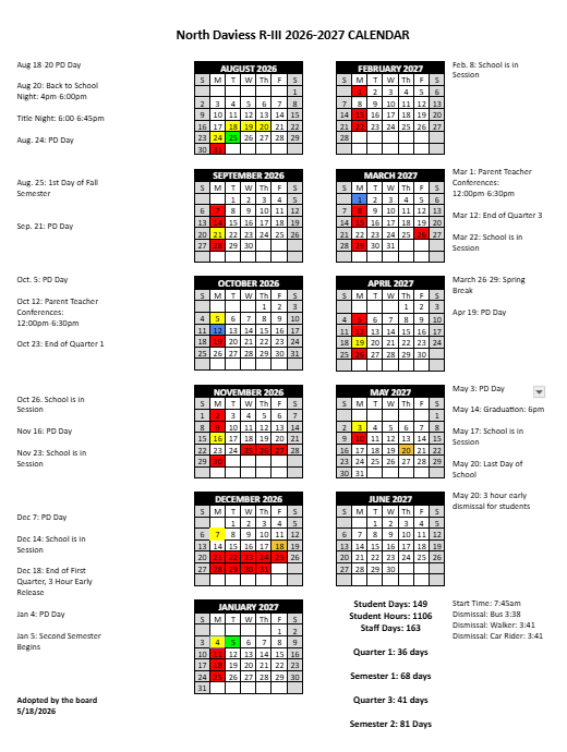 Calendar 2026-27