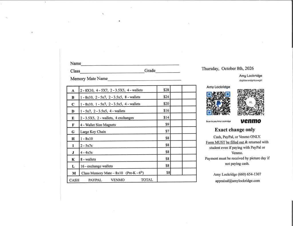 Fall 26 Photo Packet Info