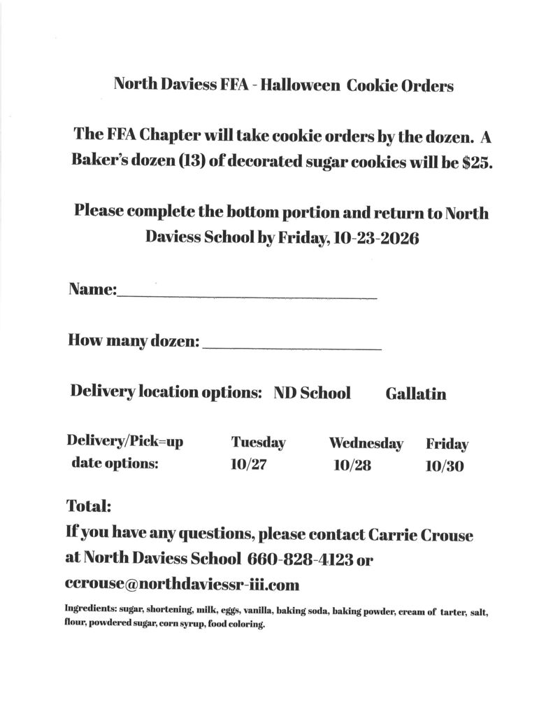NDR3 FFA Halloween Cookie Order