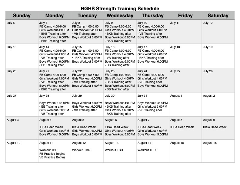 NG Athletics Summer Workouts Update