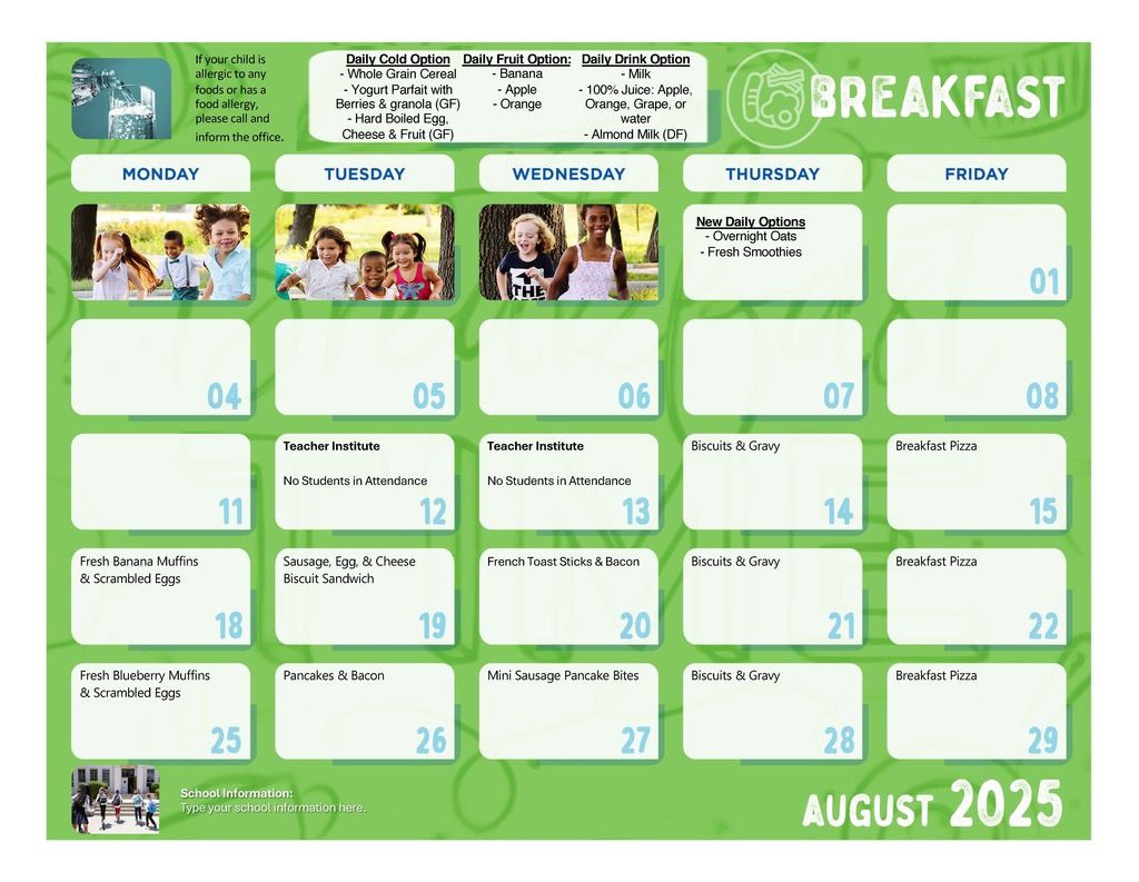 breakfast menu