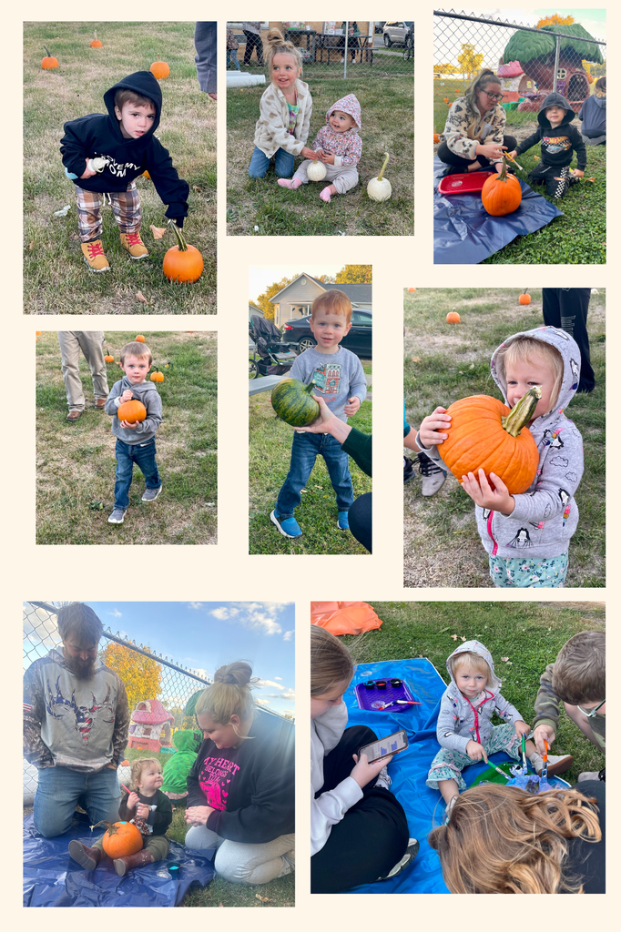 kids painting pumpkins