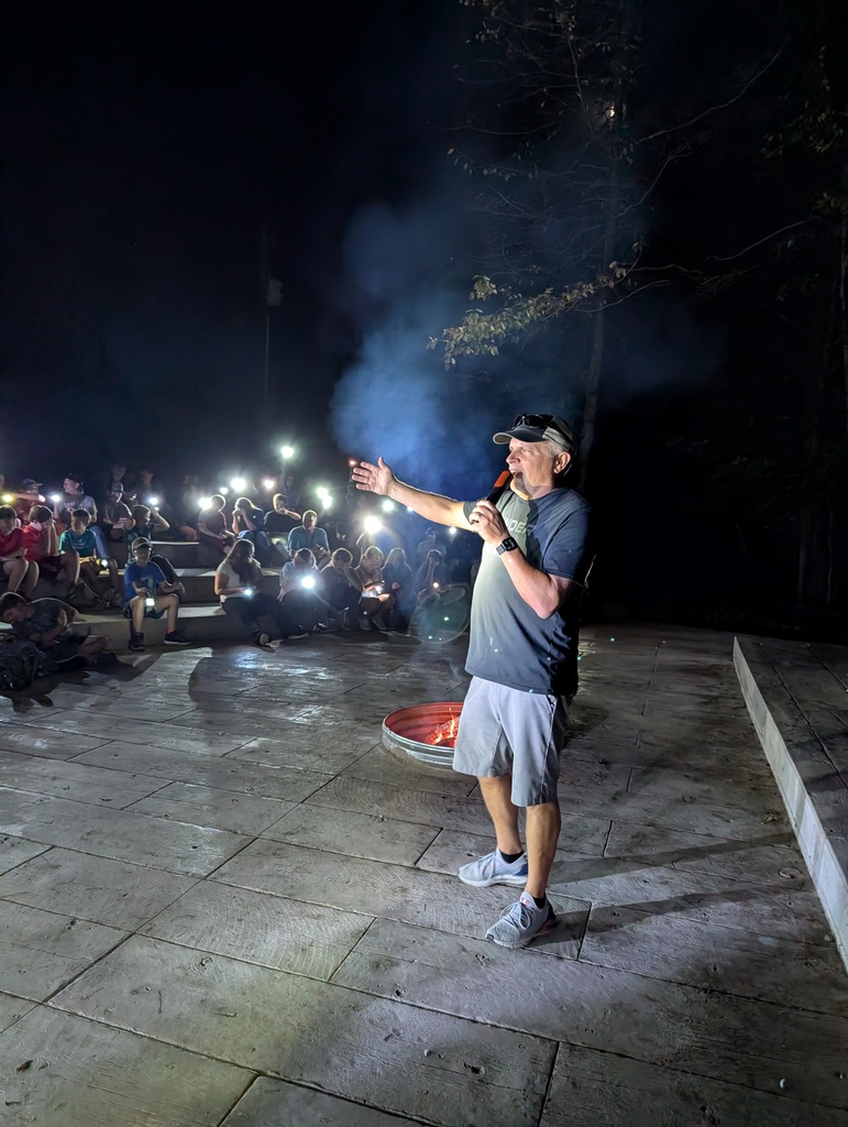 Day 1 - Campfire - Mr. Walker Entertains the Campers with a Song and Simon Says - Sept. 30, 2025