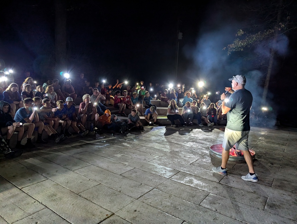 Day 1 - Campfire - Mr. Walker Entertains the Campers with a Song and Simon Says - Sept. 30, 2025
