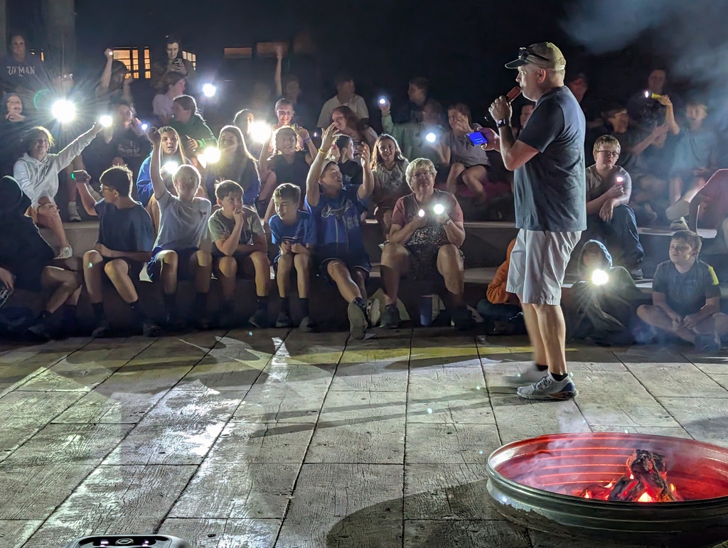 Day 1 - Campfire - Mr. Walker Entertains the Campers with a Song and Simon Says - Sept. 30, 2025