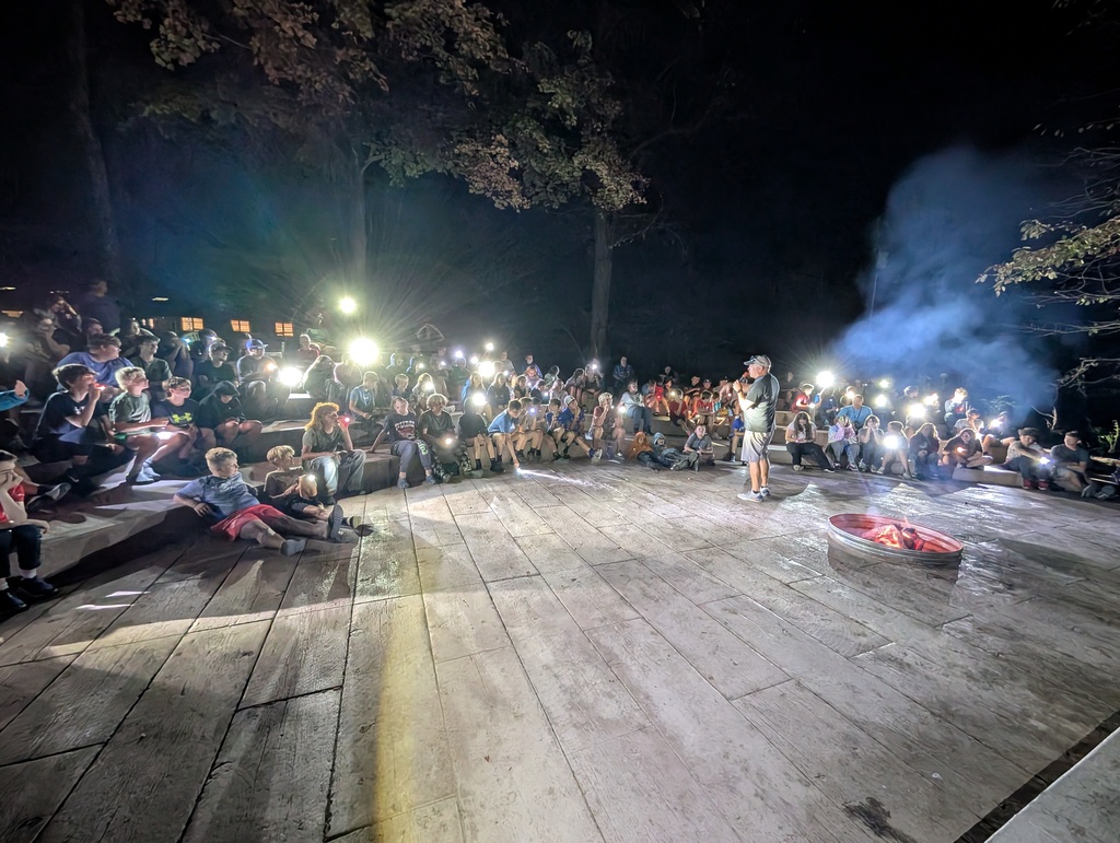 Day 1 - Campfire - Mr. Walker Entertains the Campers with a Song and Simon Says - Sept. 30, 2025