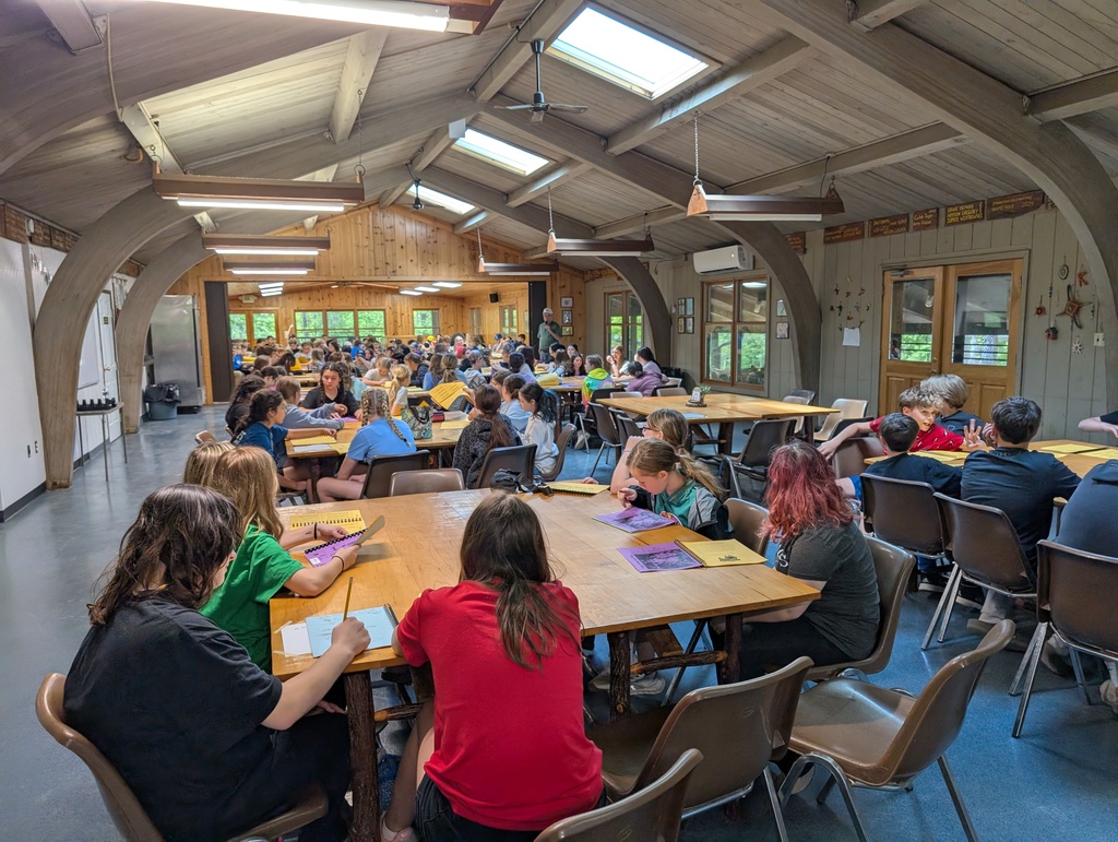 NHMS 6th Grade Campers in the Dining Hall for Table Hopper Information- Happy Hollow - May 2026