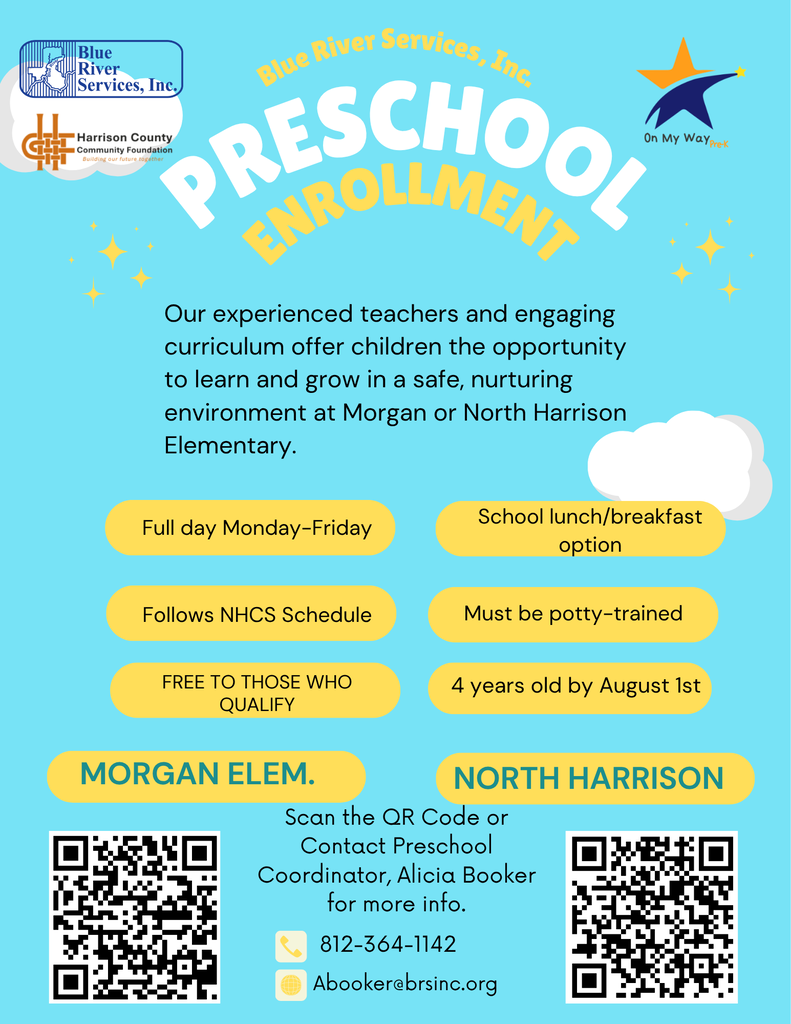 Blue River Services Preschool Information for MRGN and NHES for Fall of 2026