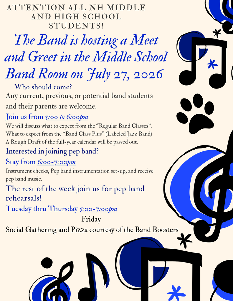 NHHS and NHMS Band Meet and Greet - July 27, 2026