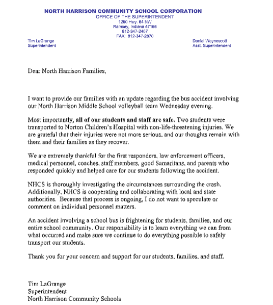 Important Message about August 26 Bus Accident