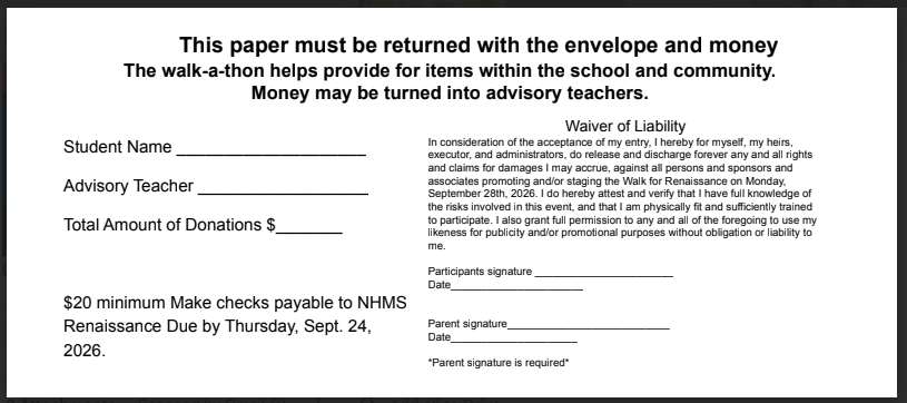 NHMS Walk-A-Thon Permission Slip - Sept. 2026