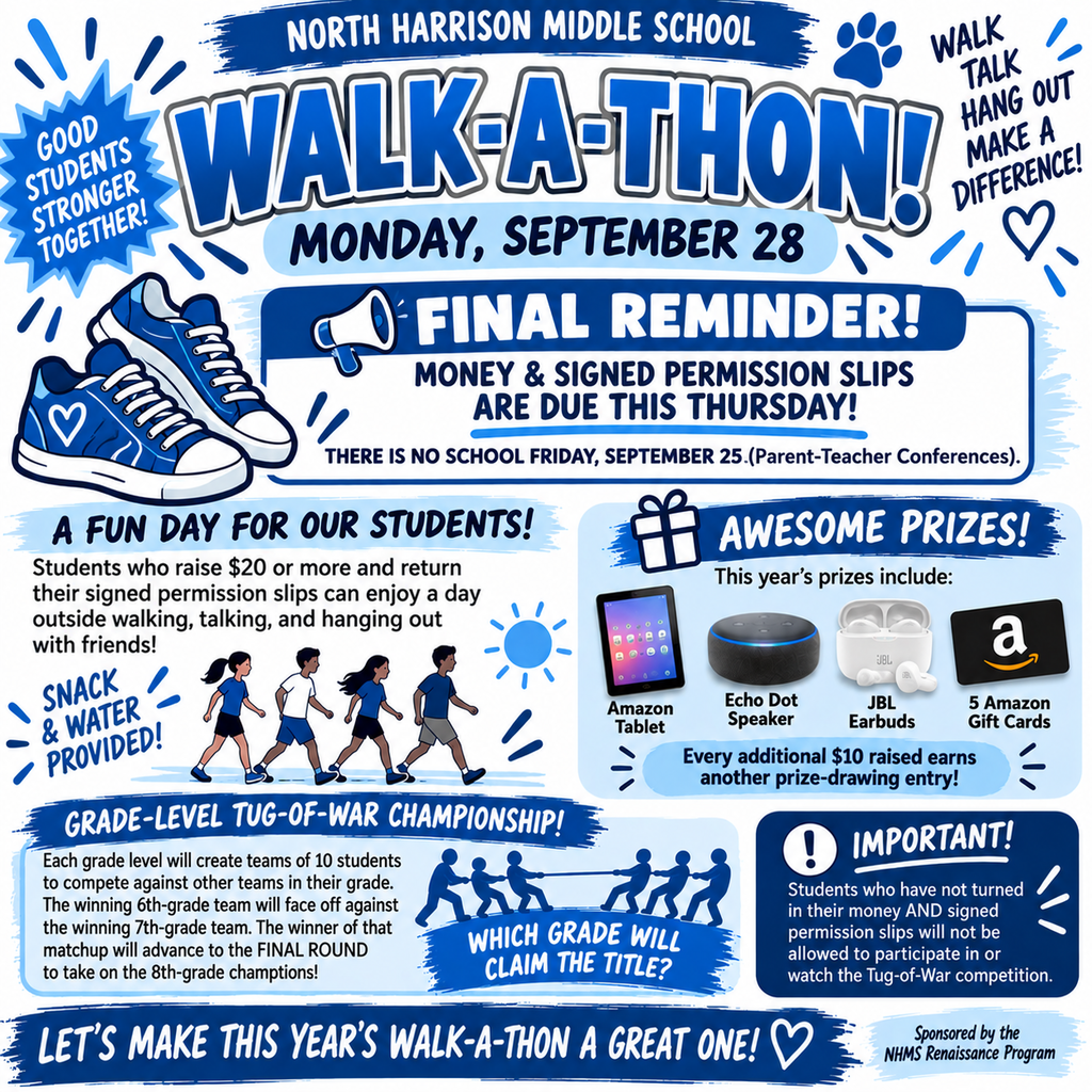 NHMS Walk-A-Thon -Sept. 28, 2026