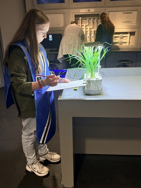 a student studying plant growth