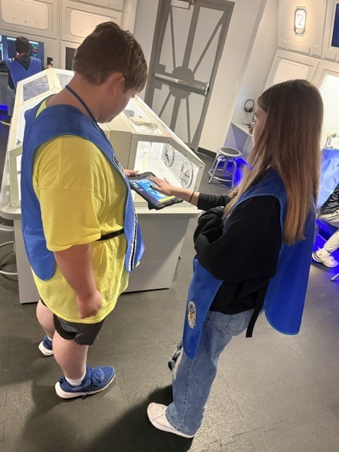 two students working together