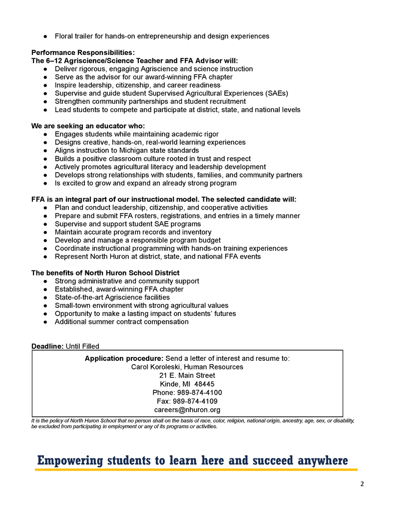 Agriscience Teacher Posting (page 2 of 2)