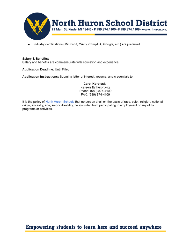 Technology Director Job Posting Page 2