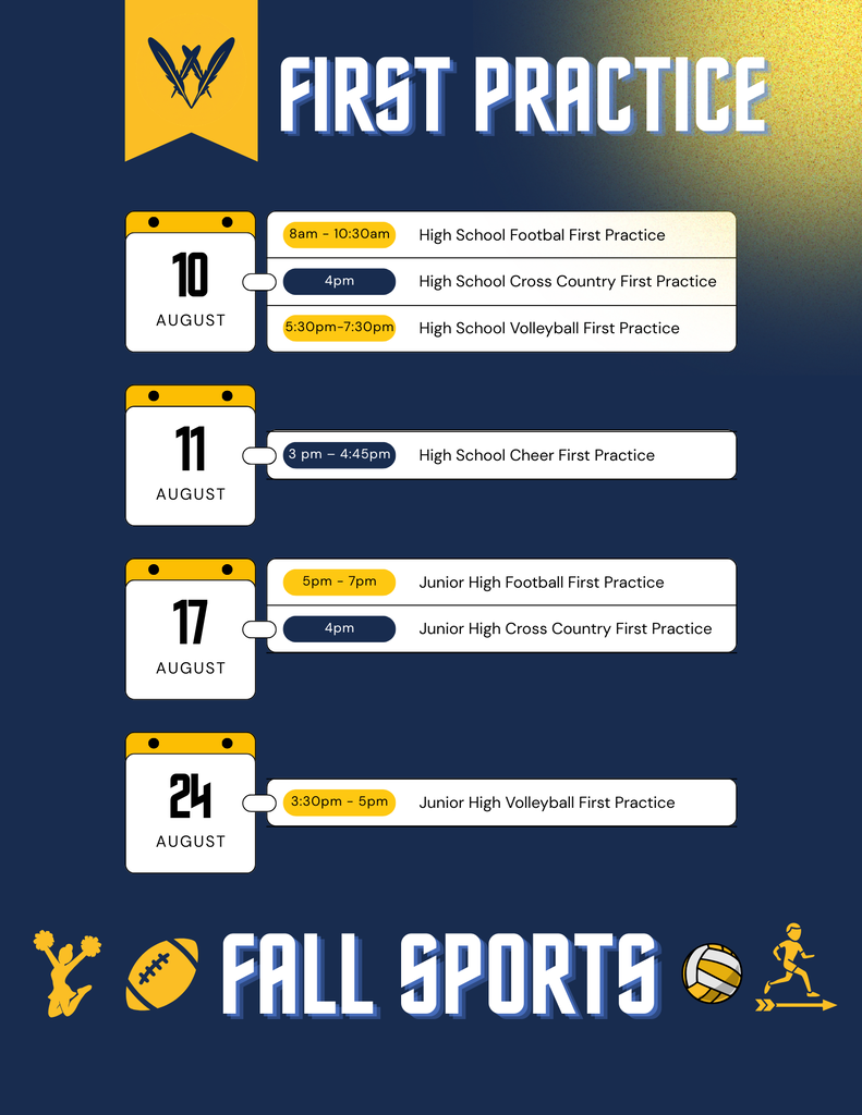 Fall Sports First Practice Schedule
