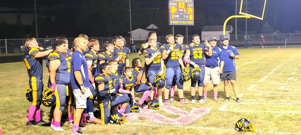 Football Team dedicating the big win to their teammate and friend Dominick Stonecipher