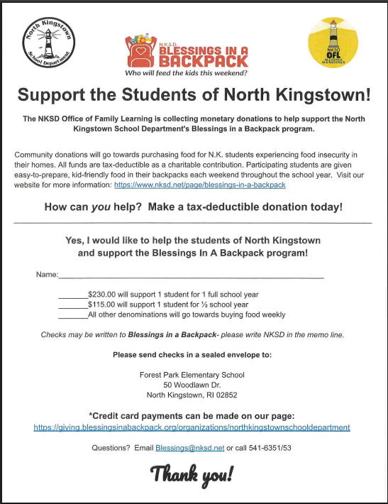 Blessing in a Backpack Flyer of Support