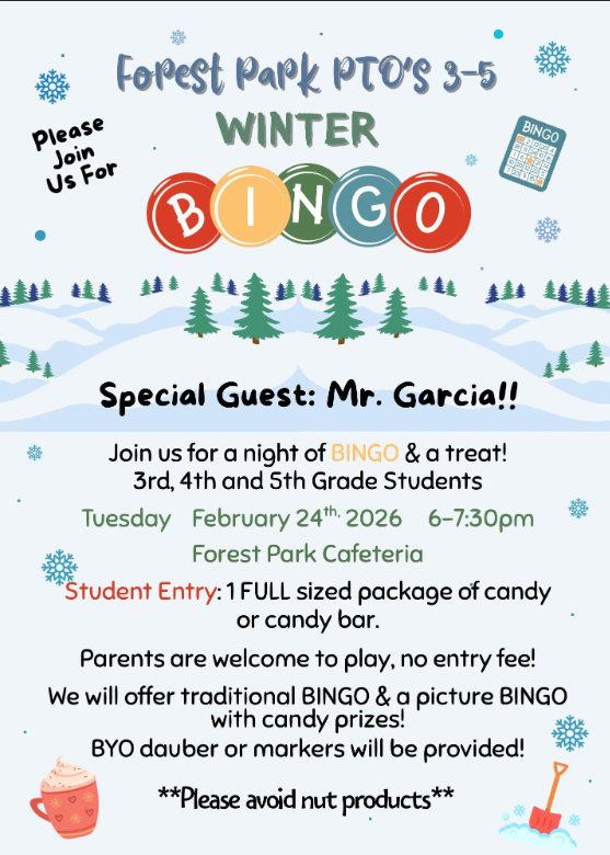 Flier of the Forest Park Winter Bingo