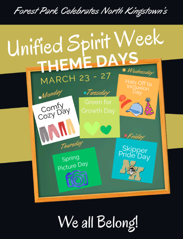 Unified Spirit Week Flier - Reminding Students that 3/23/2026 starts spirit week