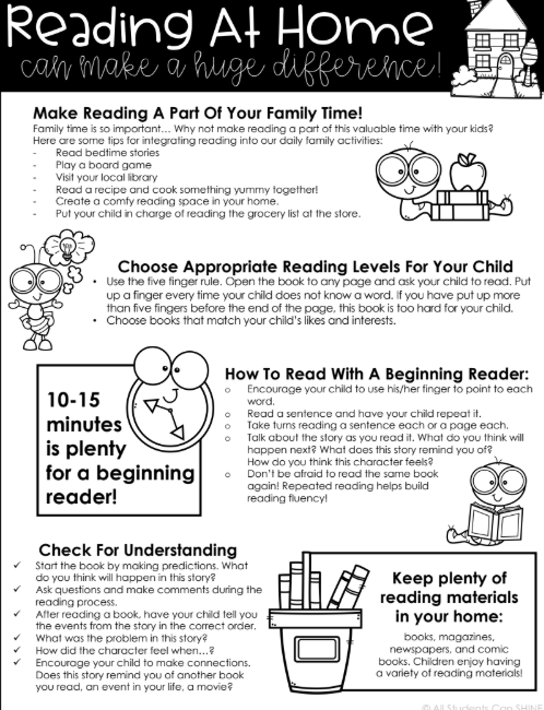 Flyer w. Tips for Summer Reading at Home