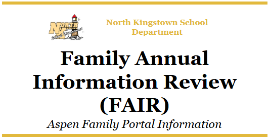 A document displays "Family Annual Information Review (FAIR)" in black on white with a yellow border.
