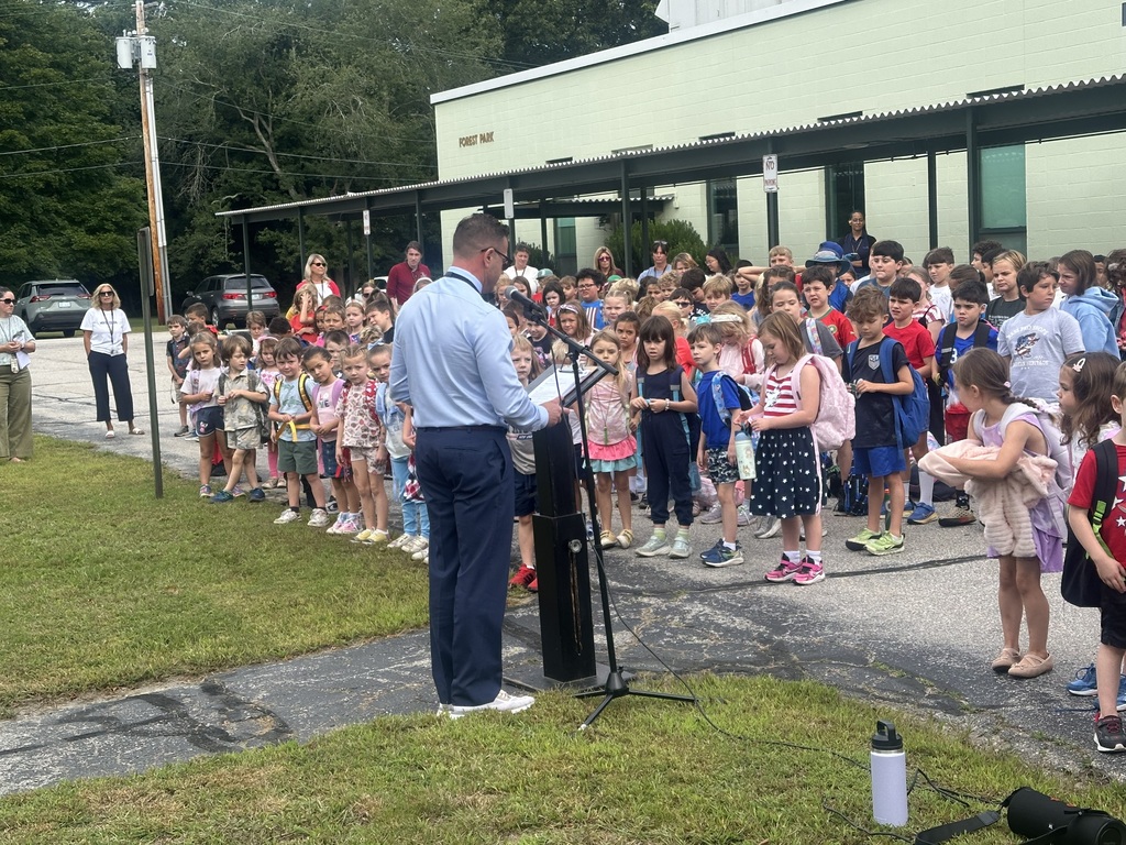 Mr. Rotz addresses the students and staff at FPES
