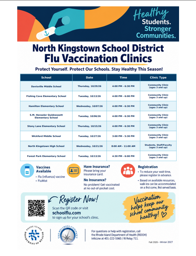 Banner with information for flu clinic