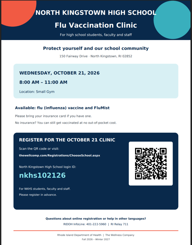 Flu Clinic at NKHS 10/21/26