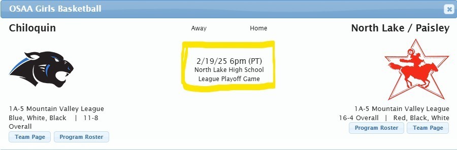 League Playoff Chiloquin Vs North Lake