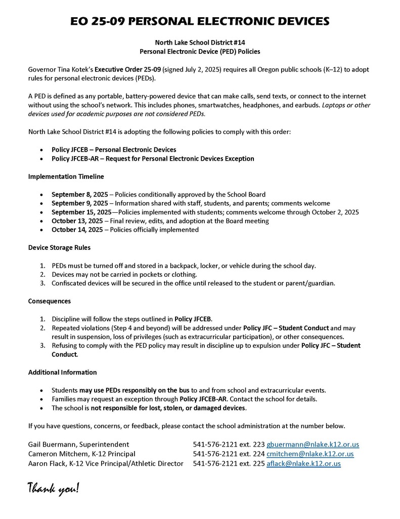 Cell Phone/Personal Device Policy
