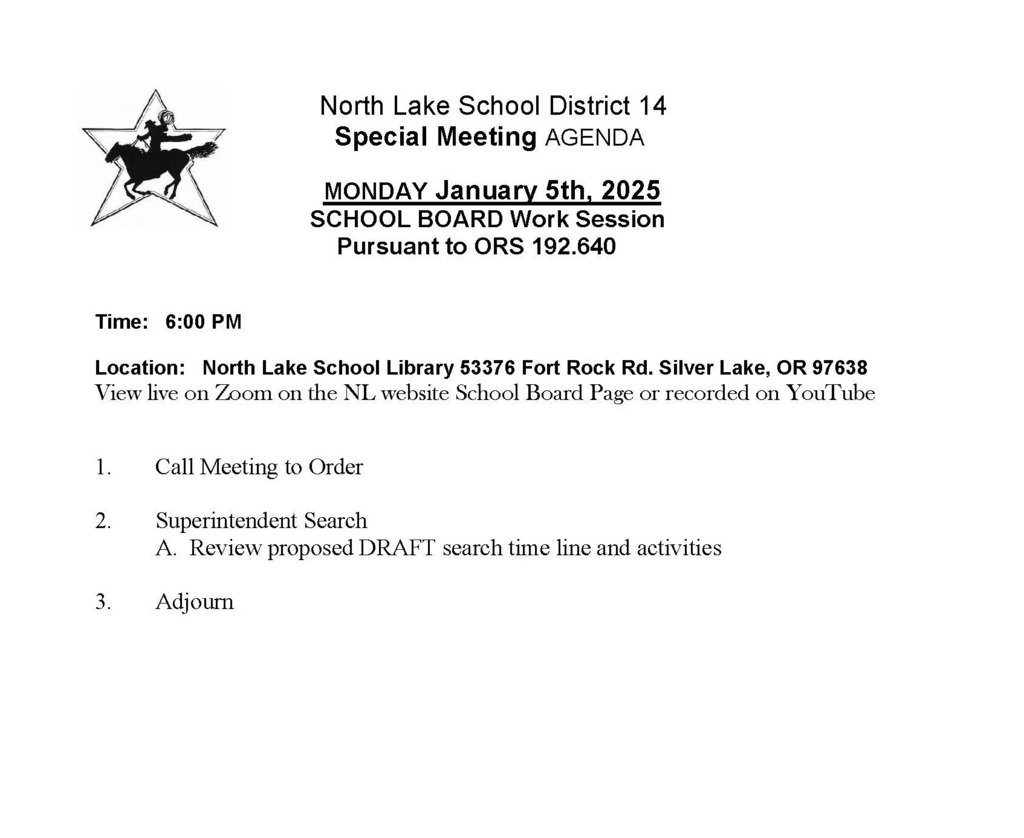 Special Meeting Agenda