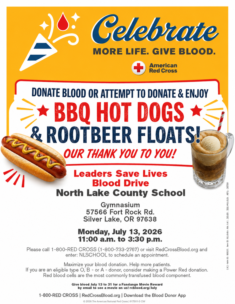 Blood drive July 13th 11am to 3:30pm.