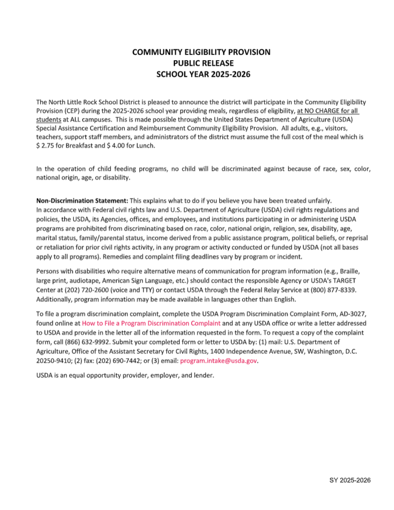 Press release on the Community Eligibility Provivision