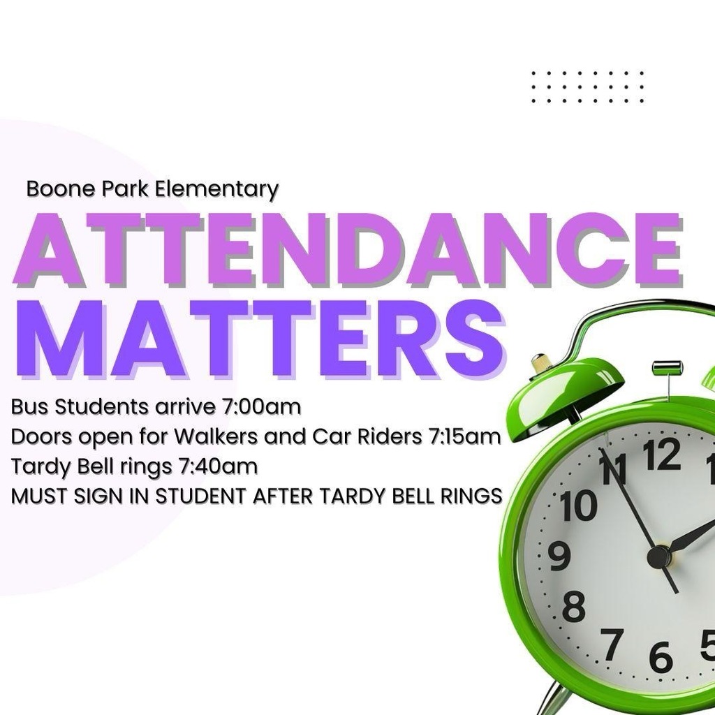 Important Announcement: We are currently in our testing season, and it is important that students are present and ready to learn each day. Please ensure your student is at school on time. The tardy bell rings at 7:40 a.m., and students arriving after that time will be marked tardy. Being on time helps students start the day prepared and confident for testing. If you need bus transportation, please contact the office or fill out a bus transportation request here: English: https://docs.google.com/forms/d/e/1FAIpQLSfveEzVSbEEFX2NYb_e5qwJ6m4rZHA_CeIjOE03nc5AsxKbNw/viewform Spanish: https://docs.google.com/forms/d/e/1FAIpQLSf1g5RHkq8edvTrqq1NTc20sa8MqQSZRtXY1jRUrW9m5q-Lqg/viewform